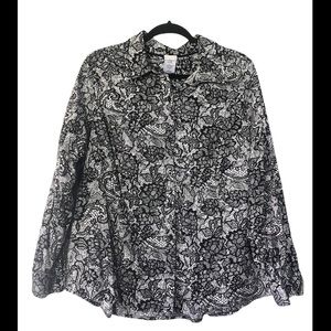 Lace print long sleeve blouse 2X 18W 20W